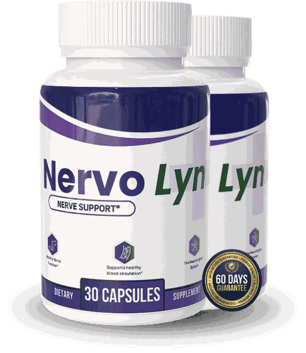 Two bottles of NervoLyn nerve support, 30 capsules each